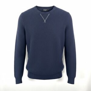 Goodlife Sweater sz M Navy Alpaca Cotton Blend Textured Knit Crew Neck preppy